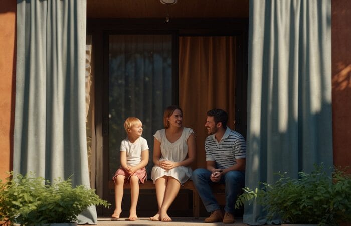 Tende a caduto in Ticino sul porticato